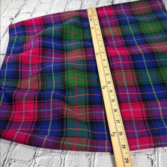 Vintage Talbots Plaid Wool Skirt size 12P 12 Petite Fuchsia Magenta Green Blue - Picture 10 of 16